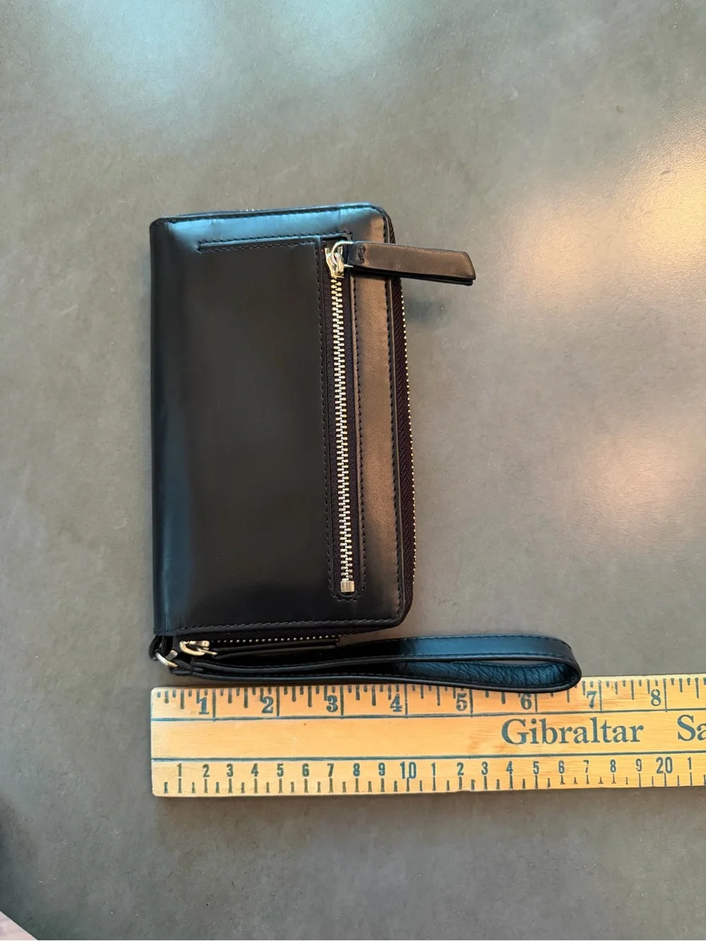 Cole Haan Black Leather Zip Wristlet/Wallet with Detachable Strap